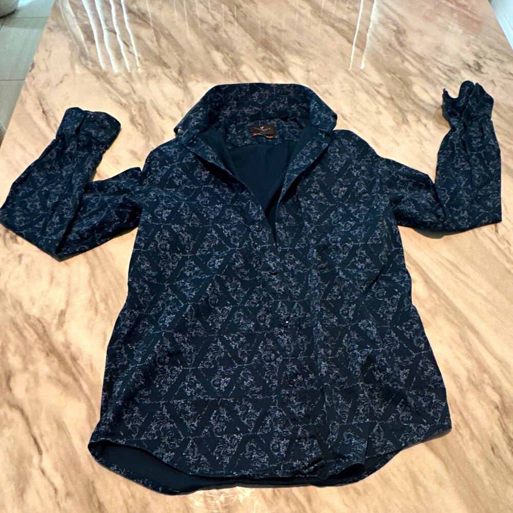 Blackberrys Men’s Slim Fit Long Sleeve Floral Dress Shirt 40 blue/Gray 0161